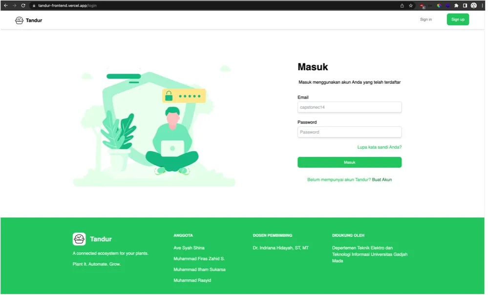 Tandur login page